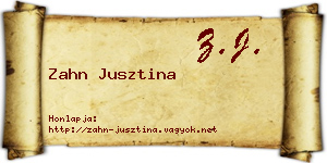 Zahn Jusztina névjegykártya
